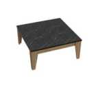Decorotika Lorenz Marble Effect Coffee Table For Living Room Modern Design - Black Marble Effect And Walnut