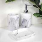 Octavia White Marble & Chrome 3 Piece Bathroom Accessory Set