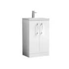 Nuie Arno Compact 500mm Floor Standing 2-door Vanity & Polymarble Basin - Gloss White