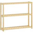 Homcom 3-tier Bamboo Bathroom Storage Shelf With Adjustable Rack, Natural