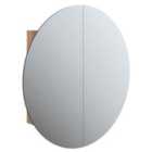 vidaXL Bathroom Cabinet with Round Mirror&LED Oak 54x54x17.5 cm
