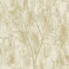 Grandeco Venetian Tree Textured Distressed Concrete Stone Wallpaper, Gold