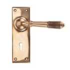 From The Anvil Polished Bronze Reeded Lever Lock Set