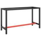 Vidaxl Work Bench Frame Matte Black And Matte Red 140X50X79 Cm Metal