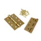 From The Anvil Satin Brass 4" Ball Bearing Butt Hinge (pair) Ss