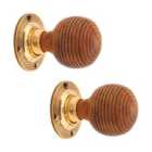 Spira Brass Rosewood Beehive Rim/Mortice Door Knob Aged Brass