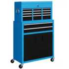 Homcom Top Chest And Roller Cabinet Combo Metal Tool Cabinet On Wheels Blue