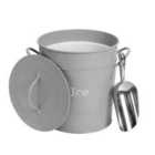 Vintage Metal Ice Bucket With Scoop - Grey