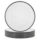 White Enamel Side Plates - 20Cm - Black - Pack Of 6