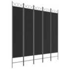 Vidaxl 5-panel Room Divider Black 200X200 Cm Fabric