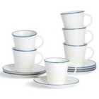 12 Piece White Farmhouse Teacups& Saucers Set - 300Ml