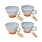 Verano Spanish Ceramics Rustic Pastel - Breakfast Cup Half Dipped - Grey - Set Of 4