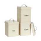 Vintage Metal Kitchen Tea Coffee Sugar Canisters - Cream