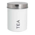 Round Metal Kitchen Tea Canister - White