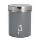 Round Metal Kitchen Tea Canister - Grey