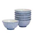 Hand-printed Cereal Bowls - 16Cm - Navy - Pack Of 6