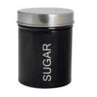 Round Metal Kitchen Sugar Canister - Black