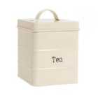 Vintage Metal Kitchen Tea Canister - Cream