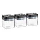 Flip Lock Plastic Food Storage Containers - 500Ml - Black - Pack Of 3