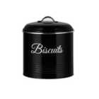 Innoteck Essentials Round Biscuit Tin With Air-tight Lid - Black.
