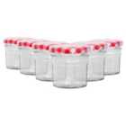 Glass Jam Jars With Red Gingham Lids - 90Ml - Pack Of 6