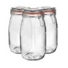 Glass Storage Jars - 1.5 Litre - Orange Seal - Pack Of 3