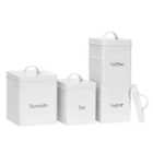 4 Piece Vintage Metal Kitchen Canisters Set - White - Biscuits