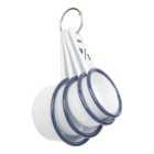 4Pc White Enamel Measuring Cups Set - Blue
