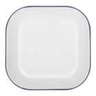 White Square Enamel Baking Tray - 24.5Cm X 24.5Cm - Blue