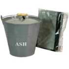 Fireside Ash Bucket In French Grey With Canvas Log Carrier Bag
