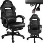 Tectake Gaming Chair Comodo - Ergonomic Shape, Footrest, Adjustable Backrest - Racing Office Chair, Gaming Office Chair, Office Chair - Black/Black