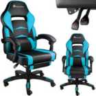 Tectake Gaming Chair Comodo - Ergonomic Shape, Footrest, Adjustable Backrest - Racing Office Chair, Gaming Office Chair, Office Chair - Black/Azure