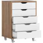 Vinsetto Mobile Filing Cabinet, 5-drawer File Cabinet with Wheels, Oak