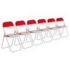 Harbour Housewares Coloured Padded Folding Chairs - Red - Pack of 6