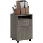 Homcom 60Cm Filing Cabinet With Drawers And Open Shelf, Grey