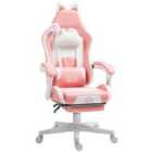 Homcom Gaming Chair With Footrest, Reclining Computer Chair, Pink