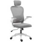 Homcom Executive Mesh Office Chair With Headrest, Lumbar Support, Grey