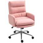 HOMCOM Upholstered Desk Chair with Height Adjustable, Pink