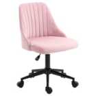 Vinsetto Velvet Office Chair With Adjustable Height And Wheels, Pink