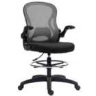 Vinsetto Draughtsman Chair Tall Office Chair w/ Adjustable Footrest, Dark Grey