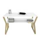 Decorotika Wake Computer Desk Study Desk With A Hidden Shelf - Gold And White