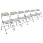 Harbour Housewares Fabric Padded Metal Folding Chairs - Grey - Pack of 6