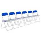 Harbour Housewares Coloured Padded Folding Chairs - Blue - Pack of 6