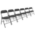 Harbour Housewares Fabric Padded Metal Folding Chairs - Black - Pack of 6