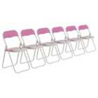 Harbour Housewares Coloured Padded Folding Chairs - Pink - Pack of 6