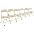 Harbour Housewares Fabric Padded Metal Folding Chairs - Beige - Pack of 6