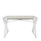 Decorotika Gyza Computer Desk Writing Desk With Metal Legs - White Marble And White