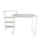 Decorotika Rino Writing Desk With Storage Shelves Study Desk Industrial Style - White Marble Effect And White