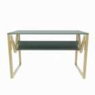 Decorotika Lona Computer Desk Study Desk With A Hidden Shelf - Green And Gold