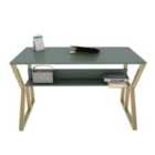 Decorotika Wake Computer Desk Study Desk With A Hidden Shelf - Green And Gold